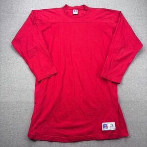 Vintage 80s Russell Athletic 3/4 Sleeve Practice Shirt Mens XL Red Made in USA